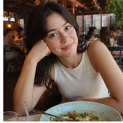 Woman at a relaxed dinner